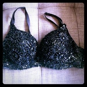 Beaded black bra